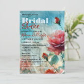 Rozen van de waterverf over Vrijgezellenfeest van  Kaart (Staand voorkant)