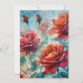 Rozen van de waterverf over Vrijgezellenfeest van  Kaart (Achterkant)