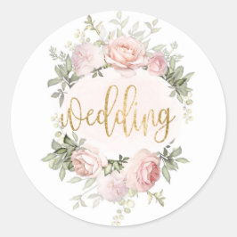 Rozen van de Waterverf Pony Gold Wedding Ronde Sticker