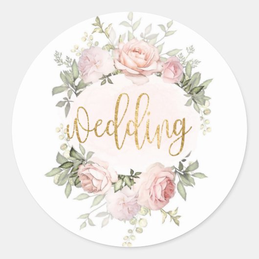 Rozen van de Waterverf Pony Gold Wedding Ronde Sticker (Voorkant)