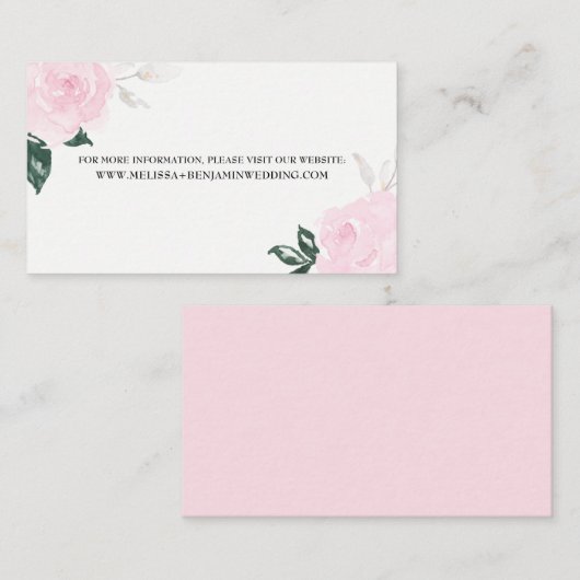 Rozen van de Waterverf Sweet Pink Weddenschap Informatiekaartje (Voorkant / Achterkant)