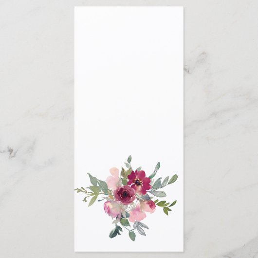 Rozen van de waterverf van Bourgogne Menu (Achterkant)