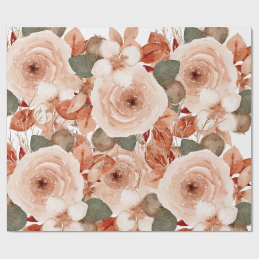 Rozen van de waterverf van het huwelijk floraal be cadeaupapier (Vlak)