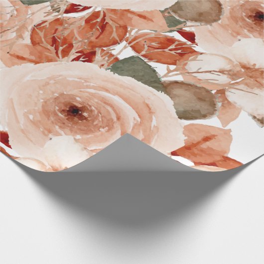 Rozen van de waterverf van het huwelijk floraal be cadeaupapier (Hoek)