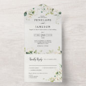 Rozen van de witte ivoor Floral Botanical Wedding All In One Uitnodiging (Binnen)