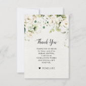 Rozen van de witte ivoor Floral Botanical Wedding Bedankkaart (Voorkant)