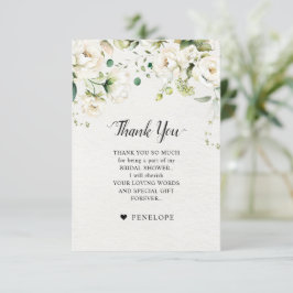 Rozen van de witte ivoor Floral Botanical Wedding Bedankkaart