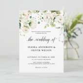 Rozen van de witte ivoor Floral Botanical Wedding Kaart (Staand voorkant)