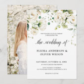 Rozen van de witte ivoor Floral Botanical Wedding Kaart (Voorkant / Achterkant)