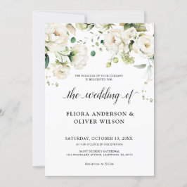 Rozen van de witte ivoor Floral Botanical Wedding Kaart