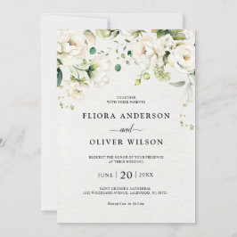 Rozen van de witte ivoor Floral Botanical Wedding Kaart