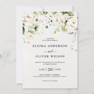 Rozen van de witte ivoor Floral Botanical Wedding Kaart