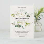Rozen van de witte ivoor Floral Botanical Wedding Kaart (Staand voorkant)