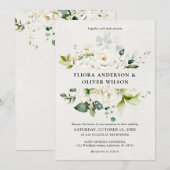 Rozen van de witte ivoor Floral Botanical Wedding Kaart (Voorkant / Achterkant)