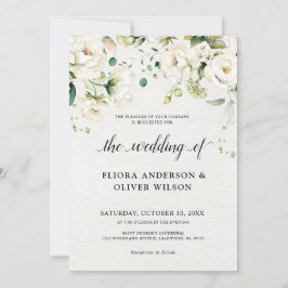 Rozen van de witte ivoor Floral Botanical Wedding Kaart