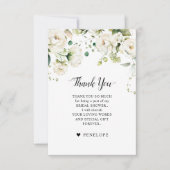 Rozen van de witte ivoor Floral botanische bruilof Bedankkaart (Voorkant)