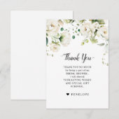 Rozen van de witte ivoor Floral botanische bruilof Bedankkaart (Voorkant / Achterkant)