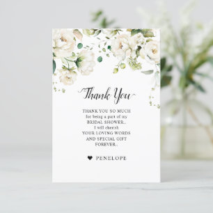 Rozen van de witte ivoor Floral botanische bruilof Bedankkaart