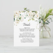 Rozen van de witte ivoor Floral botanische bruilof Informatiekaartje (Staand voorkant)