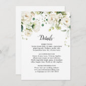 Rozen van de witte ivoor Floral botanische bruilof Informatiekaartje (Voorkant / Achterkant)