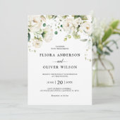 Rozen van de witte ivoor Floral botanische bruilof Kaart (Staand voorkant)