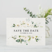 Rozen van de witte ivoren kruis Floral botanical W Save The Date (Staand voorkant)