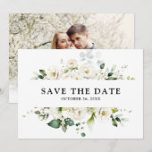 Rozen van de witte ivoren kruis Floral botanical W Save The Date (Voorkant / Achterkant)