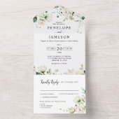 Rozen van de witte ivoren kruis Floral botanische  All In One Uitnodiging (Binnen)