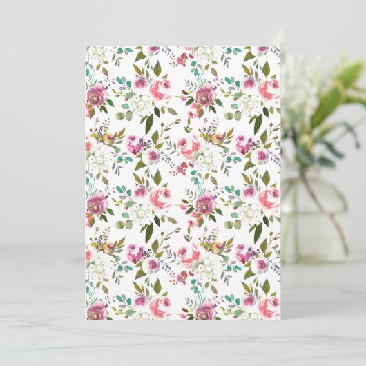 Rozen  van de zoete Waterverf Flowers Aankondiging (Staand voorkant)