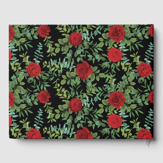 Rozen van de zwarte rode bruiloft gastenboek (Achterkant)