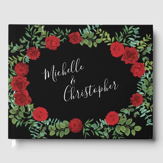 Rozen van de zwarte rode bruiloft gastenboek (Voorkant)