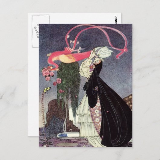 Rozen van een pacock briefkaart (Voorkant / Achterkant)