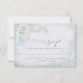  Rozen van Elegant Blue en Porcelain RSVP Kaartje (Voorkant)
