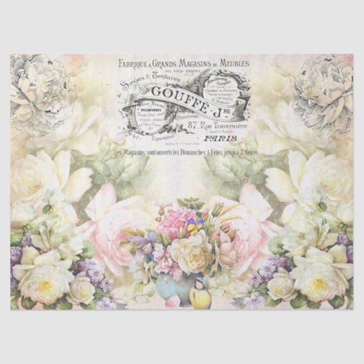  Rozen van Floral Pastel Tissuepapier (Voorkant)