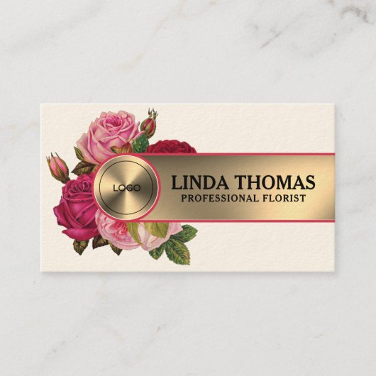 Rozen van Florence, visitekaartje van metallische (Voorkant)