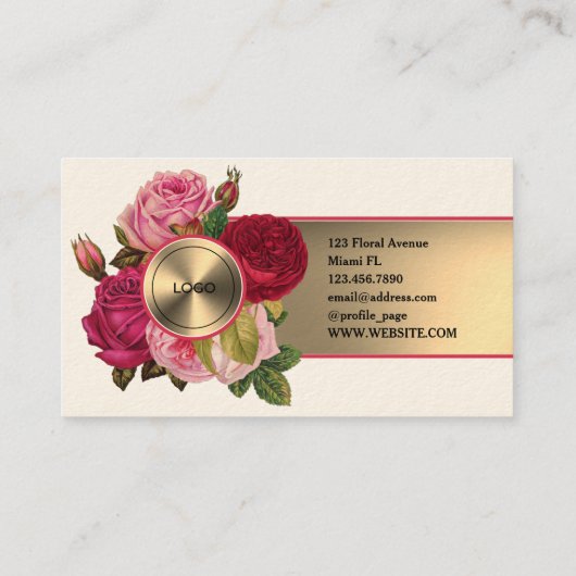 Rozen van Florence, visitekaartje van metallische  (Achterkant)