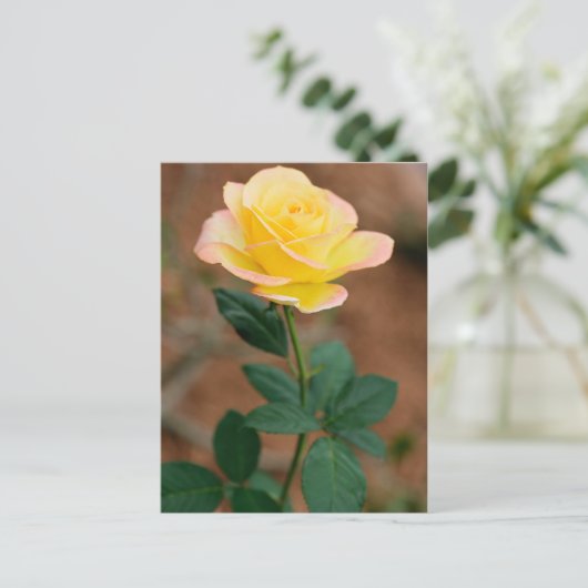 Rozen van gele rozenbloem briefkaart (Staand voorkant)