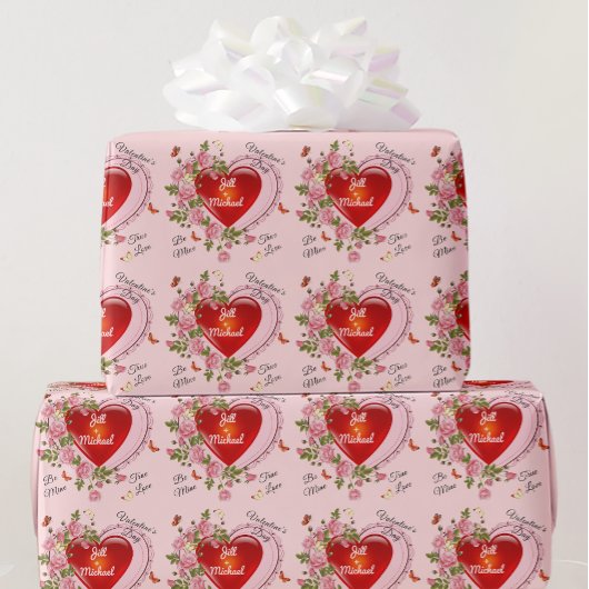 Rozen van het hart van de Valentijnsdag Names pers Cadeaupapier