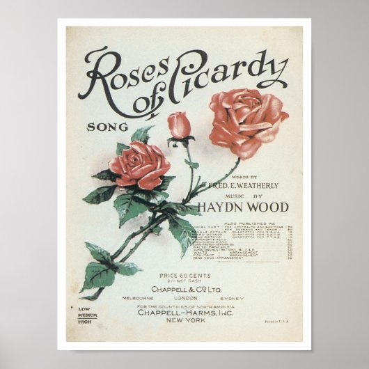 Rozen van het Hoesje Picardy  Songbook Poster (Voorkant)