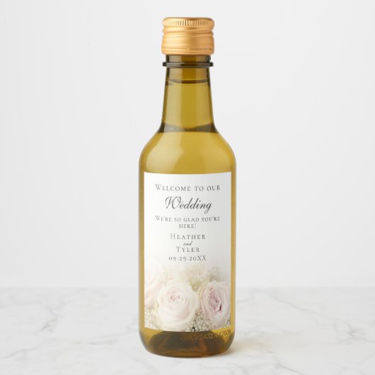 Rozen van het huwelijk Mini Wine Bottle Labels Wijn Etiket (Voorkant)
