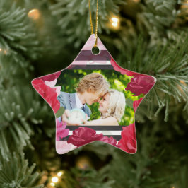 Rozen van het Jubileum van het huwelijk, Stripes,  Keramisch Ornament