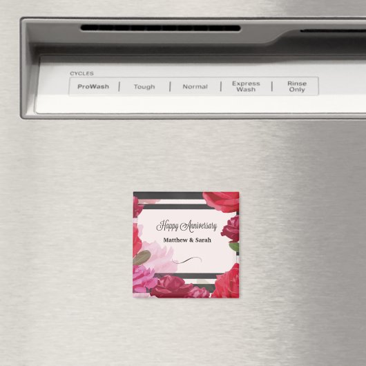 Rozen van het Jubileum van het huwelijk, Stripes, Magneet (Insitu (Vaatwasser))