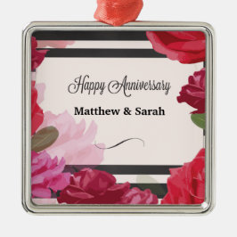 Rozen van het Jubileum van het huwelijk, Stripes,  Metalen Ornament