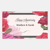 Rozen van het Jubileum van het huwelijk, Stripes,  Rechthoekige Sticker (Voorkant)