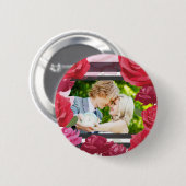 Rozen van het Jubileum van het huwelijk, Stripes,  Ronde Button 5,7 Cm (Voorkant /achterkant)