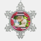 Rozen van het Jubileum van het huwelijk, Stripes,  Tin Sneeuwvlok Ornament (Voorkant)