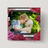 Rozen van het Jubileum van het huwelijk, Stripes,  Vierkante Button 5,1 Cm (Voorkant)