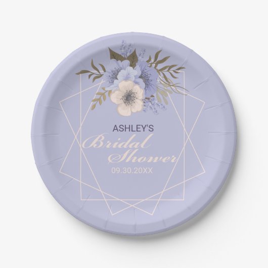 Rozen van het Violet Peach-pasta Geometrisch Vrijg Papieren Bordje (Voorkant)