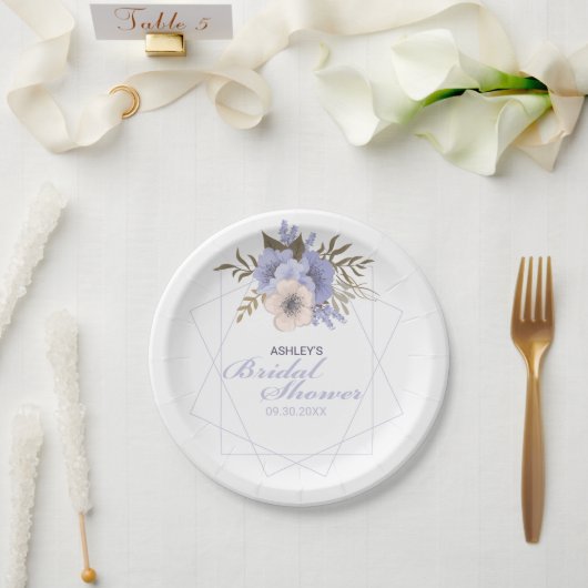 Rozen van het Violet Peach-pasta Geometrisch Vrijg Papieren Bordje (Huwelijk)