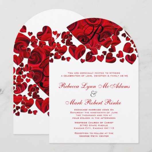 Rozen van het Zwarte en Rode Hart Weddenschap Kaart (Voorkant / Achterkant)